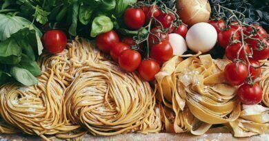 Colorful ingredients for a pasta