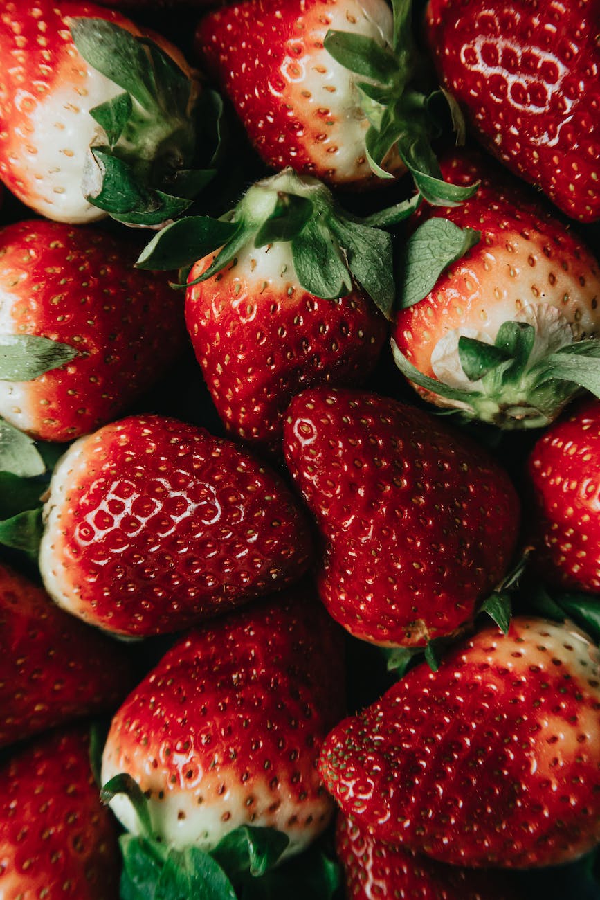 red strawberries on in close up shot